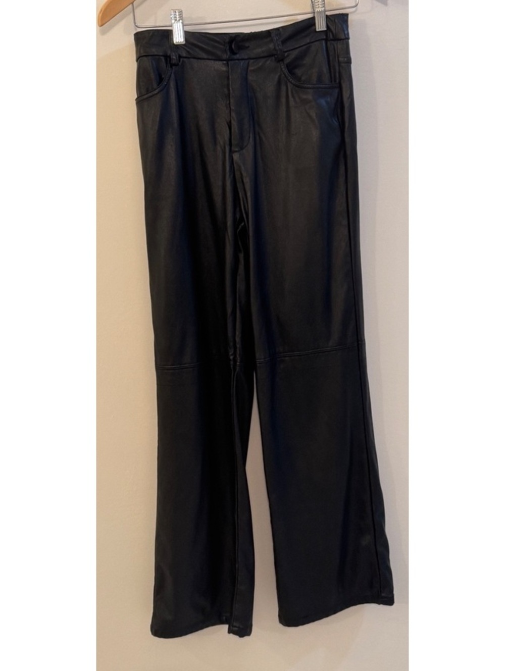 Shein Black Faux Leather Wide Leg Pants Size S